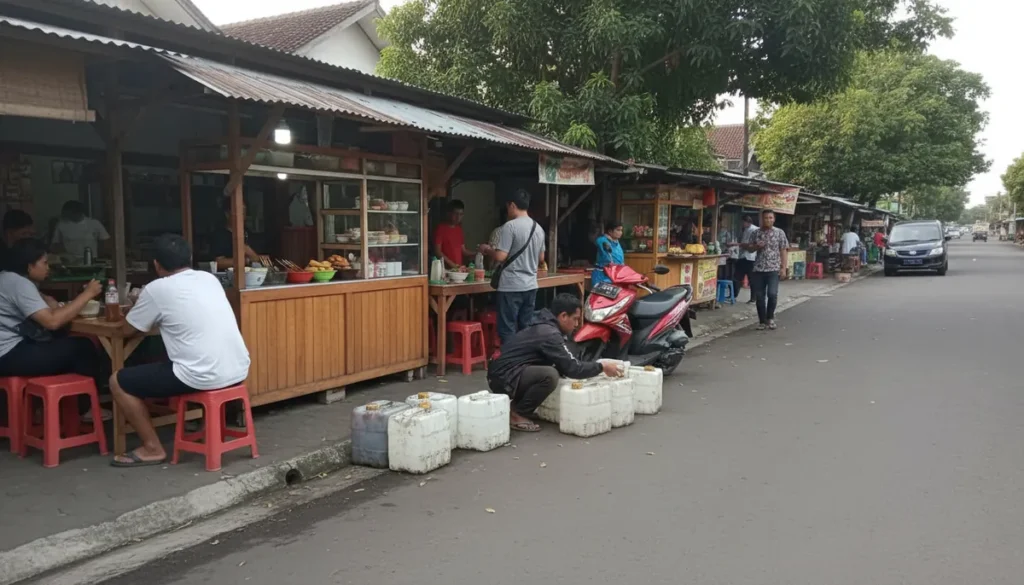 Ilustrasi minyak jelantah bekas gorengan berwarna coklat kehitaman dalam wadah jerigen