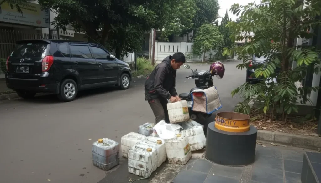 Ilustrasi cara menyimpan minyak jelantah yang benar dalam jerigen plastik sebelum dijual ke pengepul MIJEL.ID